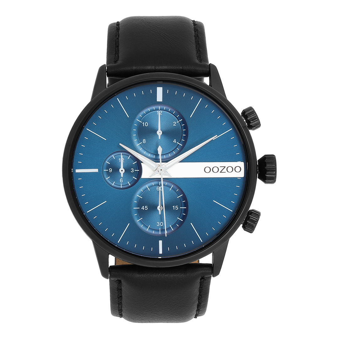 Black OOZOO watch with leather strap - C11510