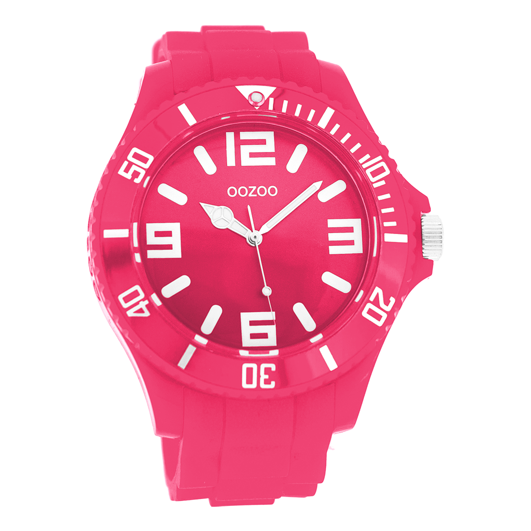 Fluo pink OOZOO watch with rubber strap - C4285