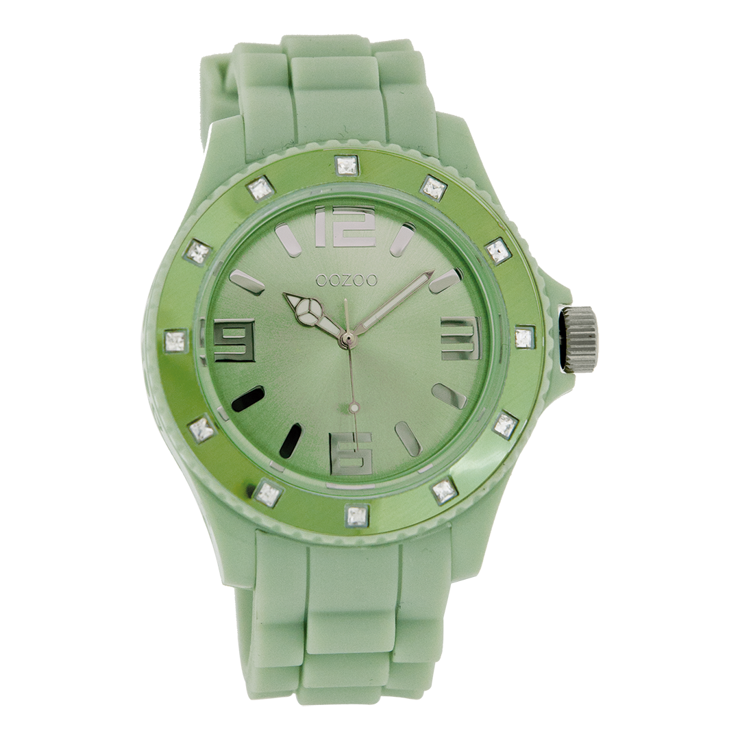 Jade green OOZOO watch with rubber strap - C4359