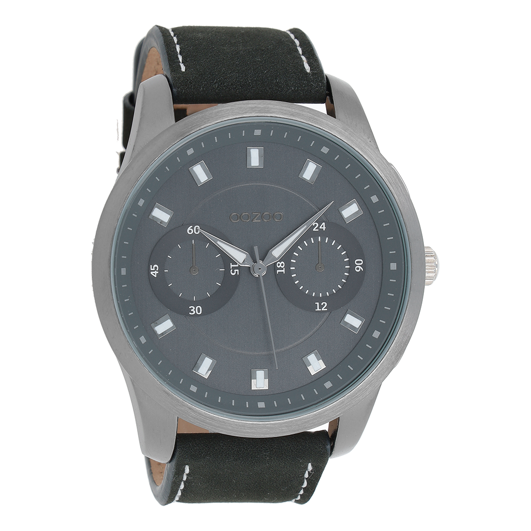 Titanium OOZOO watch with dark blue leather strap - C8207