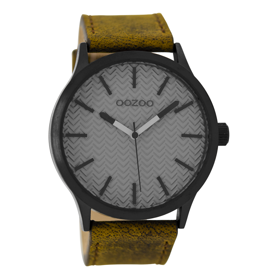 Black OOZOO watch with brown leather strap - C9017