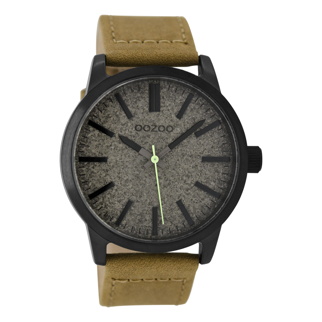 Black OOZOO watch with camel leather strap - C9067