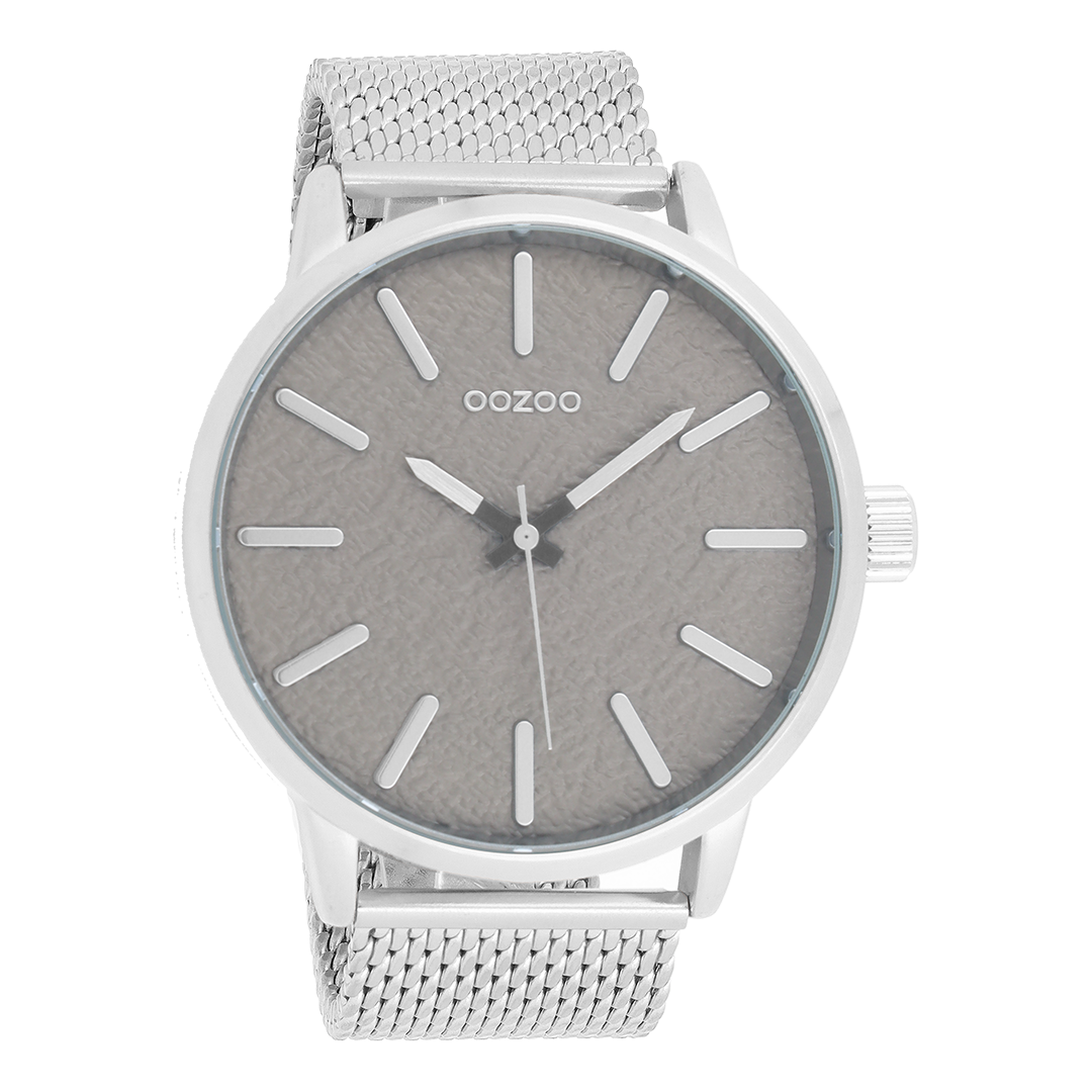 Silver coloured OOZOO watch with metal mesh bracelet - C9230