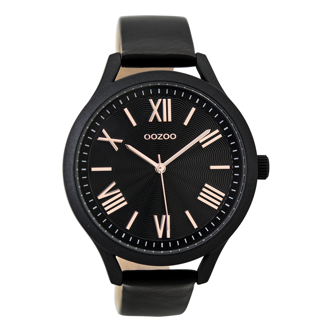 Black OOZOO watch with leather strap - C9479